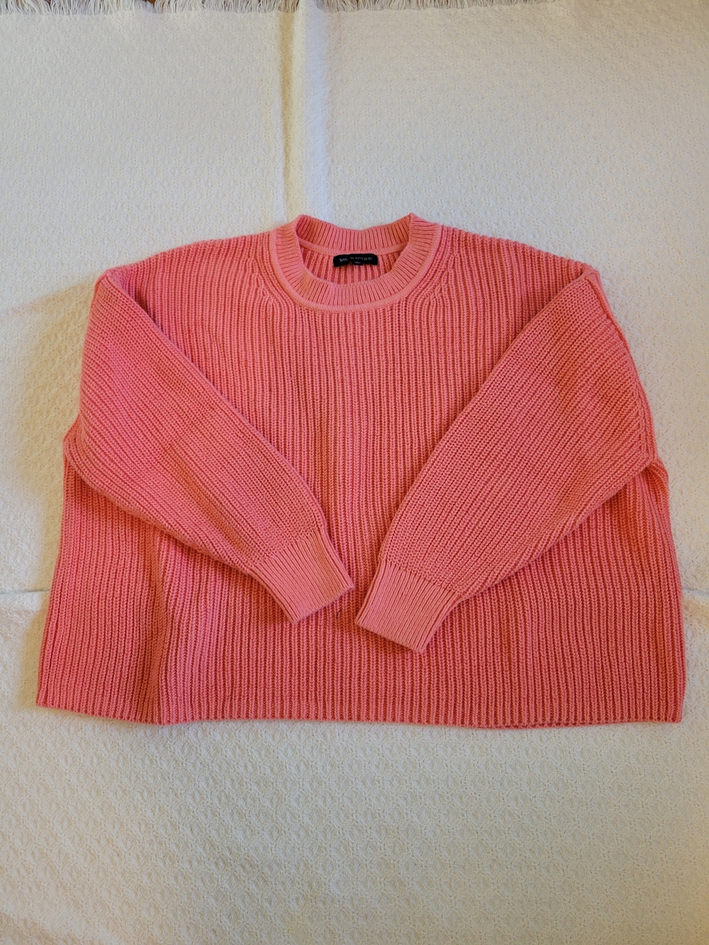 Banana Republic Coral Pink Ribbed Crewneck Sweater